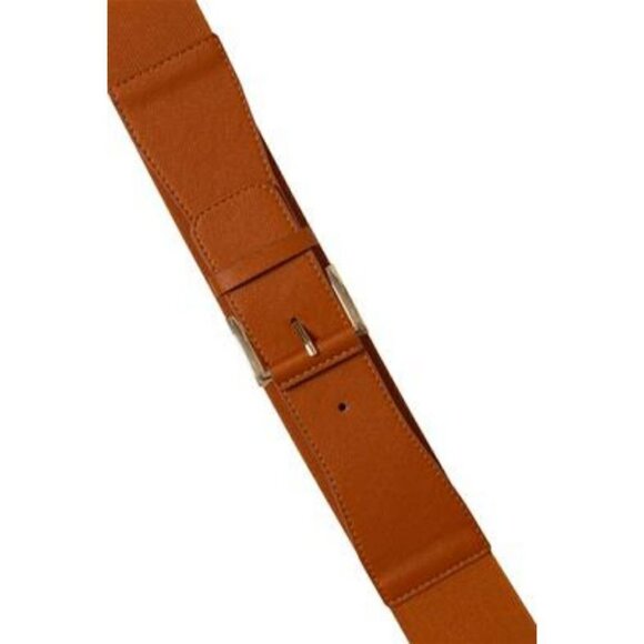 NWT ICHI FRINI Cognac & Gold Elastic Belt - Picture 2 of 2